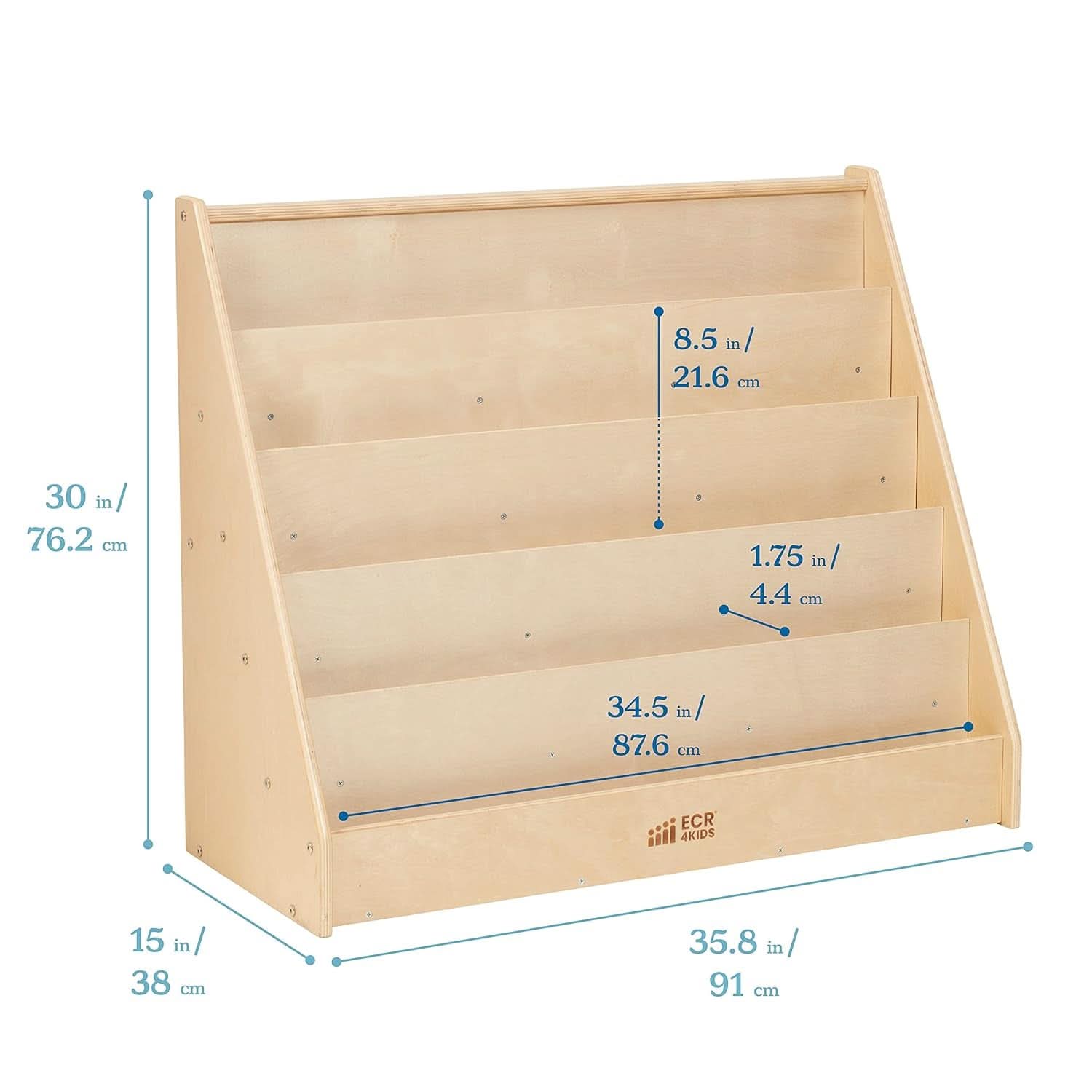 Natural Wood Single Sided Book Display Classroom Bookshelf