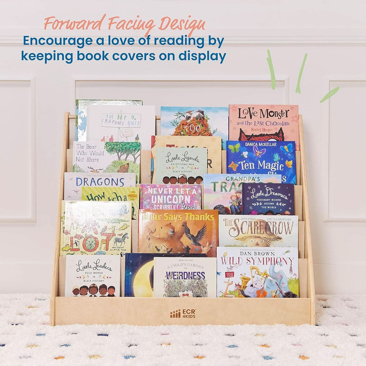 Natural Wood Single Sided Book Display Classroom Bookshelf