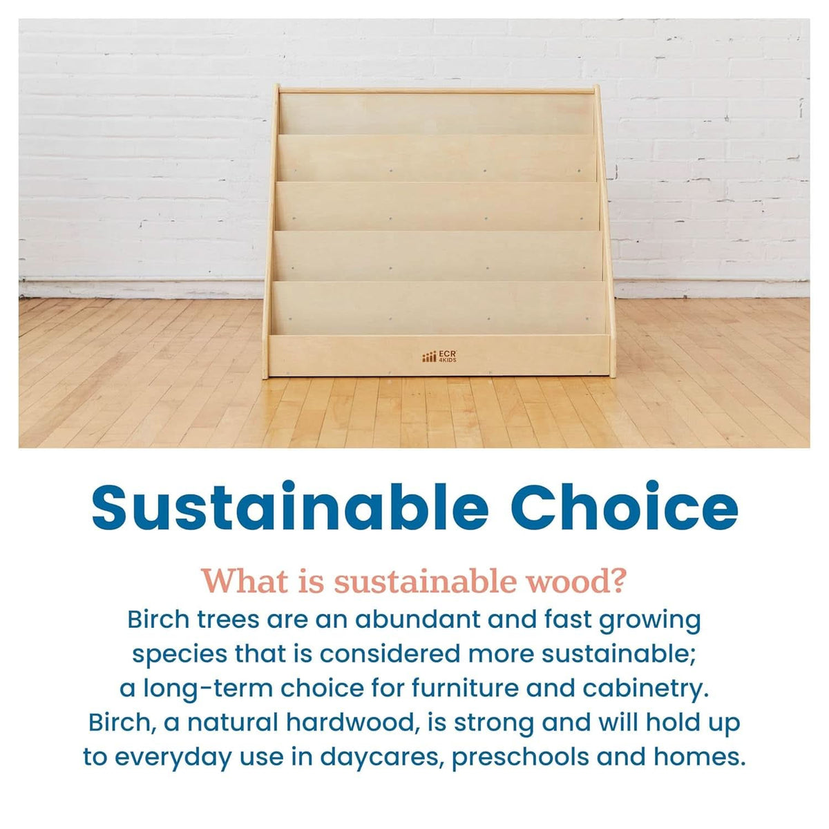 Natural Wood Single Sided Book Display Classroom Bookshelf