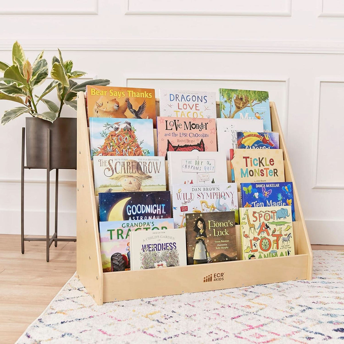 Natural Wood Single Sided Book Display Classroom Bookshelf