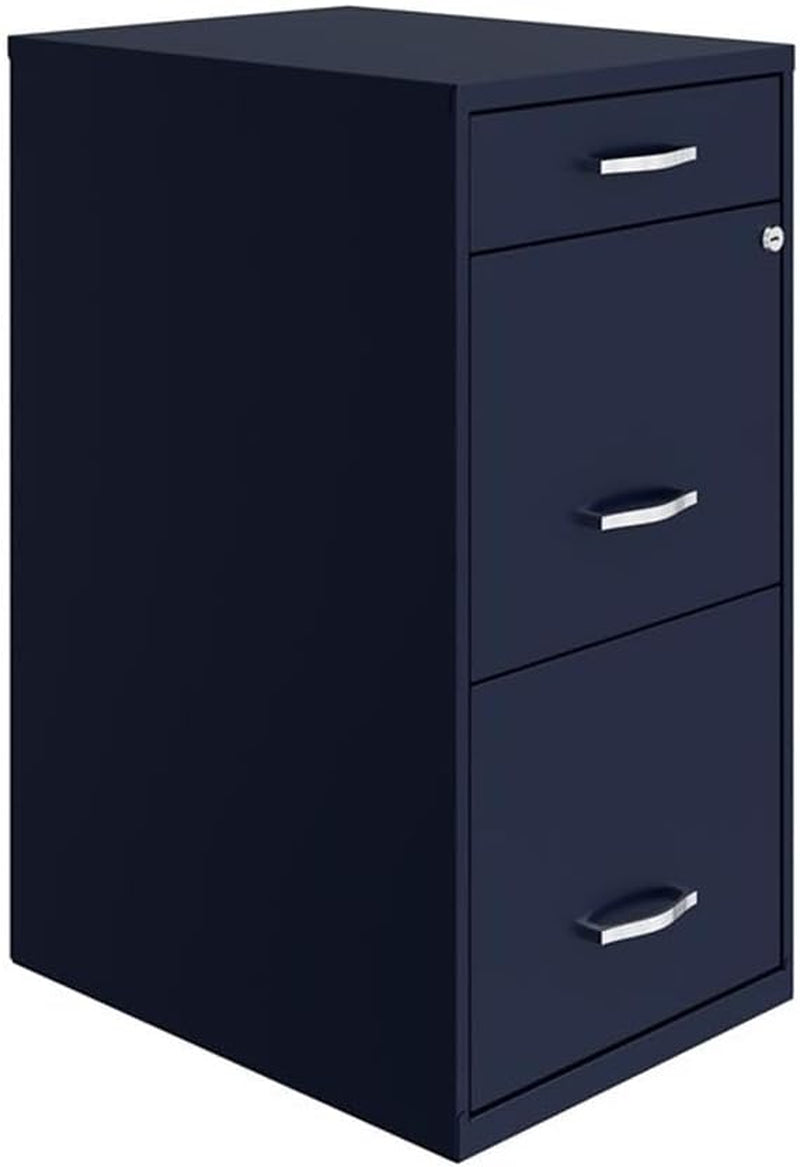 Navy 18 Inch Deep 3 Drawer Metal File Cabinet Letter Size