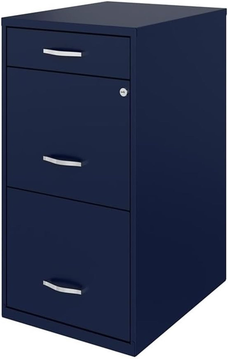 Navy 18 Inch Deep 3 Drawer Metal File Cabinet Letter Size