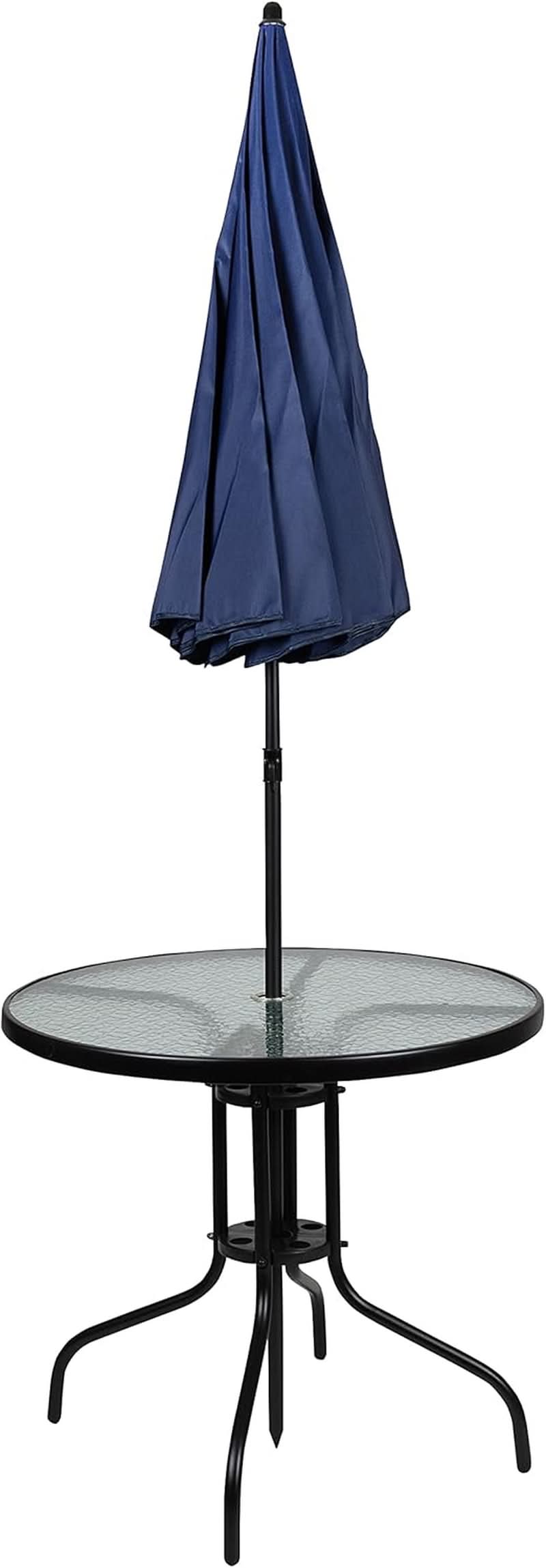 Navy 6 Piece Patio Garden Set With Table Umbrella Chairs