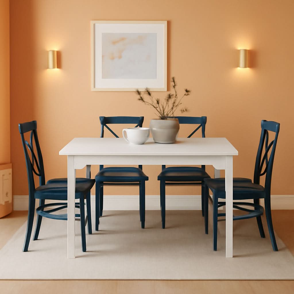 Navy Blue Farmhouse Dining Table And X Back Chairs Set