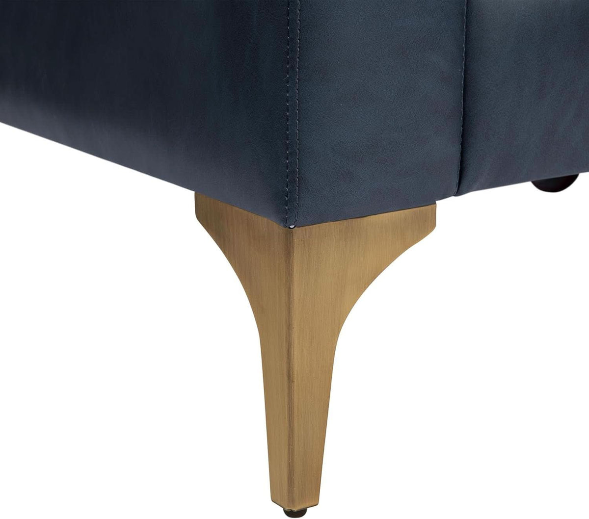 Navy Blue Faux Leather Loveseat With High Density Foam