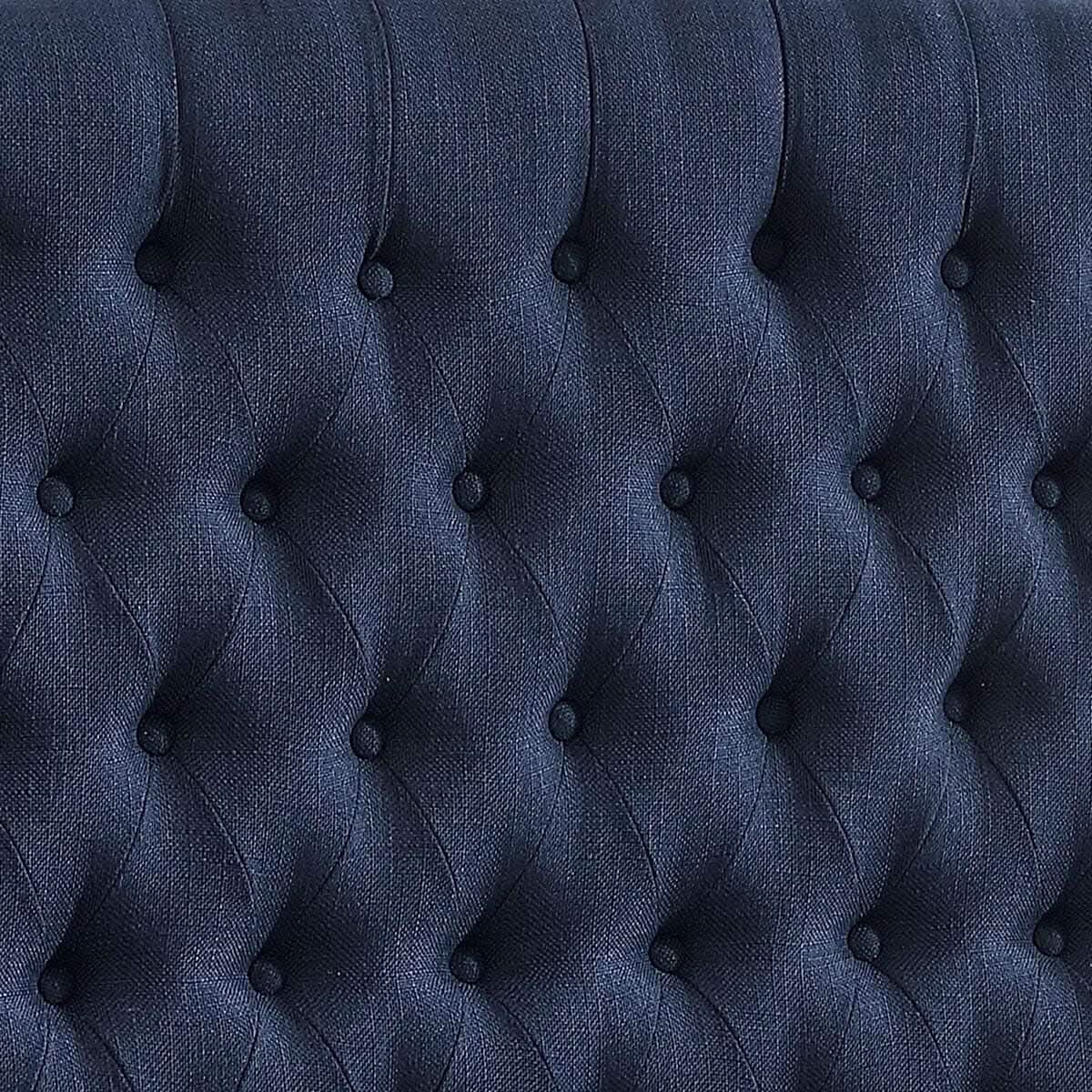 Navy Blue Linen Tufted King Headboard with Comfort