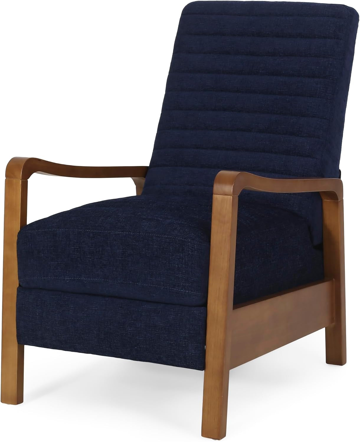 Navy Blue Mid Century Modern Push Back Recliner Chair