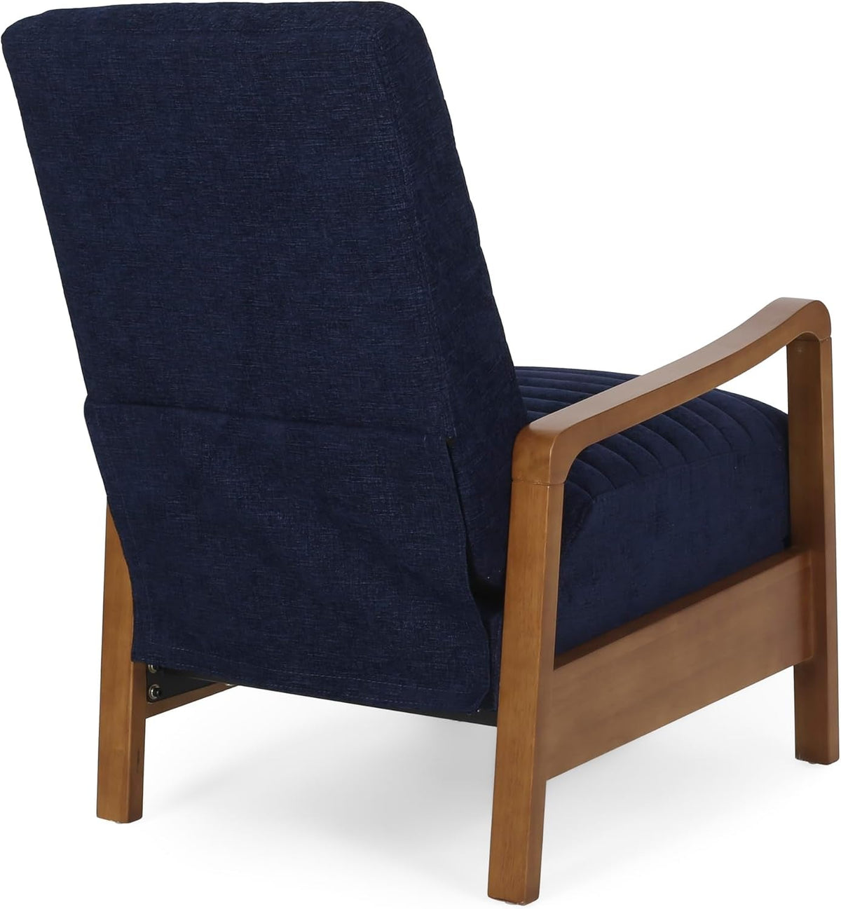 Navy Blue Mid Century Modern Push Back Recliner Chair