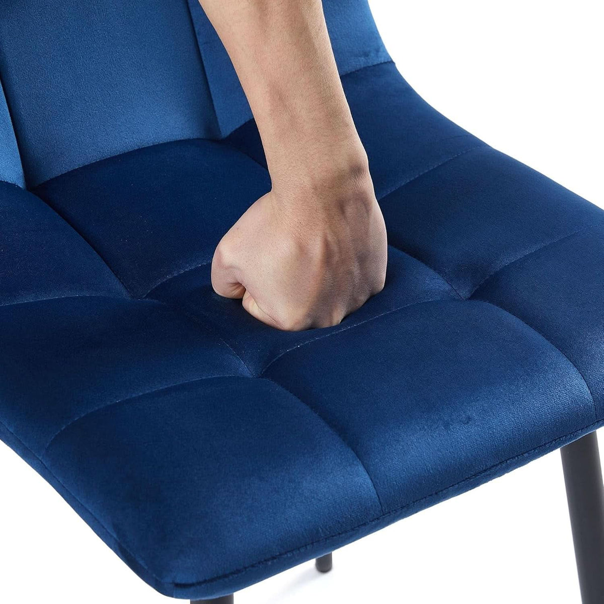 Navy Blue Velvet Dining Chairs Set of 4 Armless Tufted