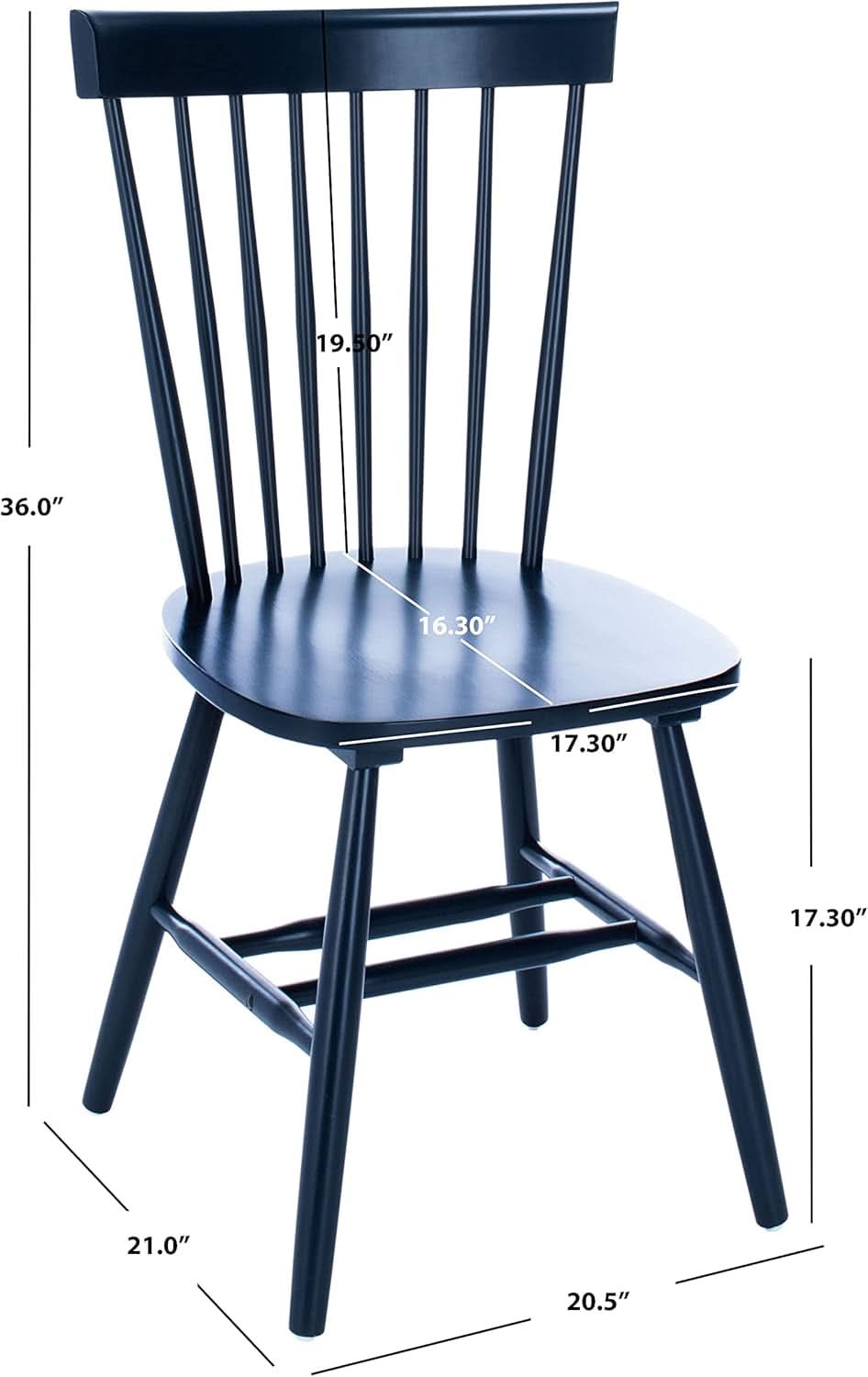 Navy Blue Windsor Spindle Solid Wood Dining Chair Set Of 2