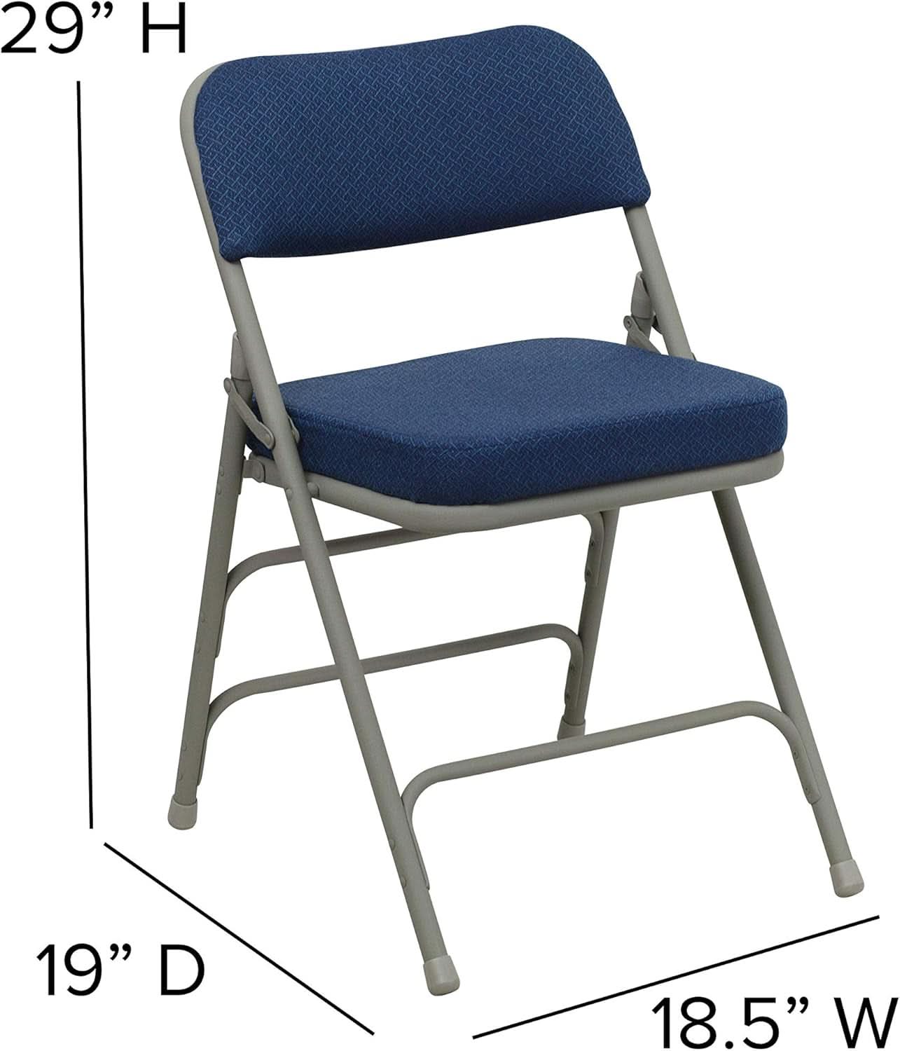 Navy Cushioned Metal Folding Chairs Set of 2 for Events