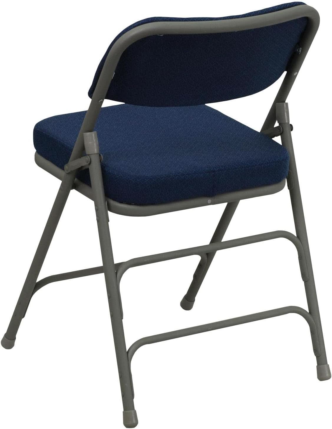 Navy Cushioned Metal Folding Chairs Set of 2 for Events