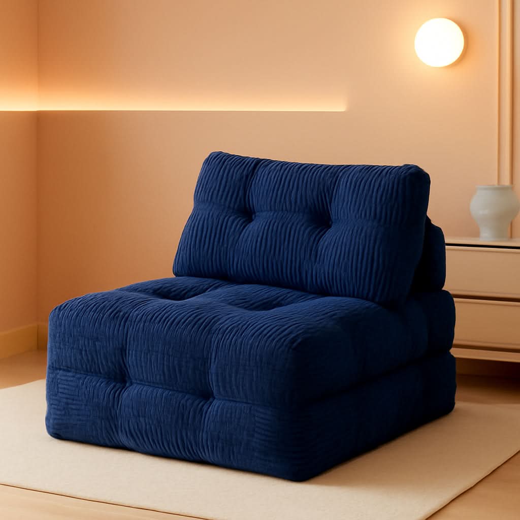 Navy Folding Sofa Bed Convertible Sleeper Chair With Back Support