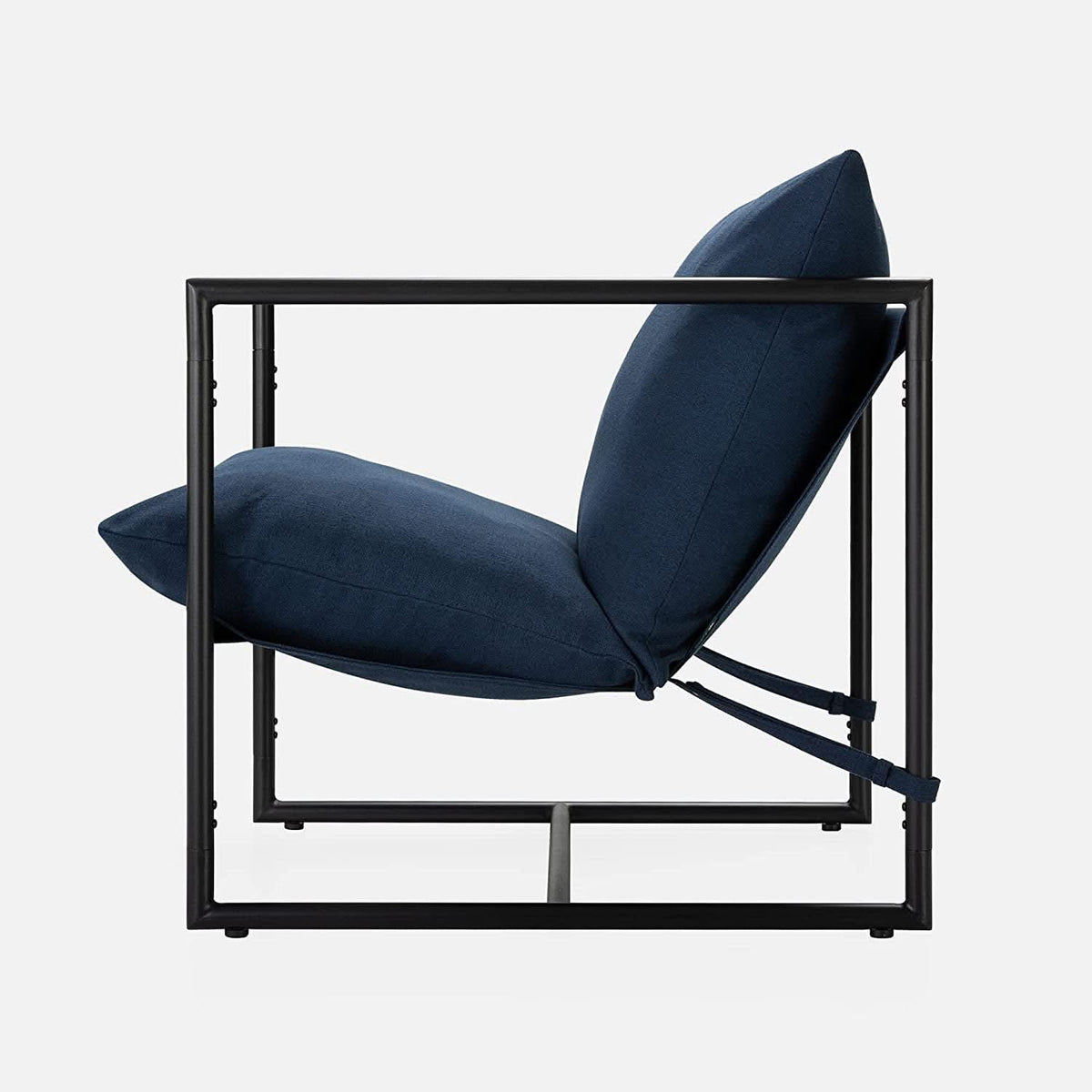 Navy Metal Armchair With Shredded Foam Cushioning Comfort