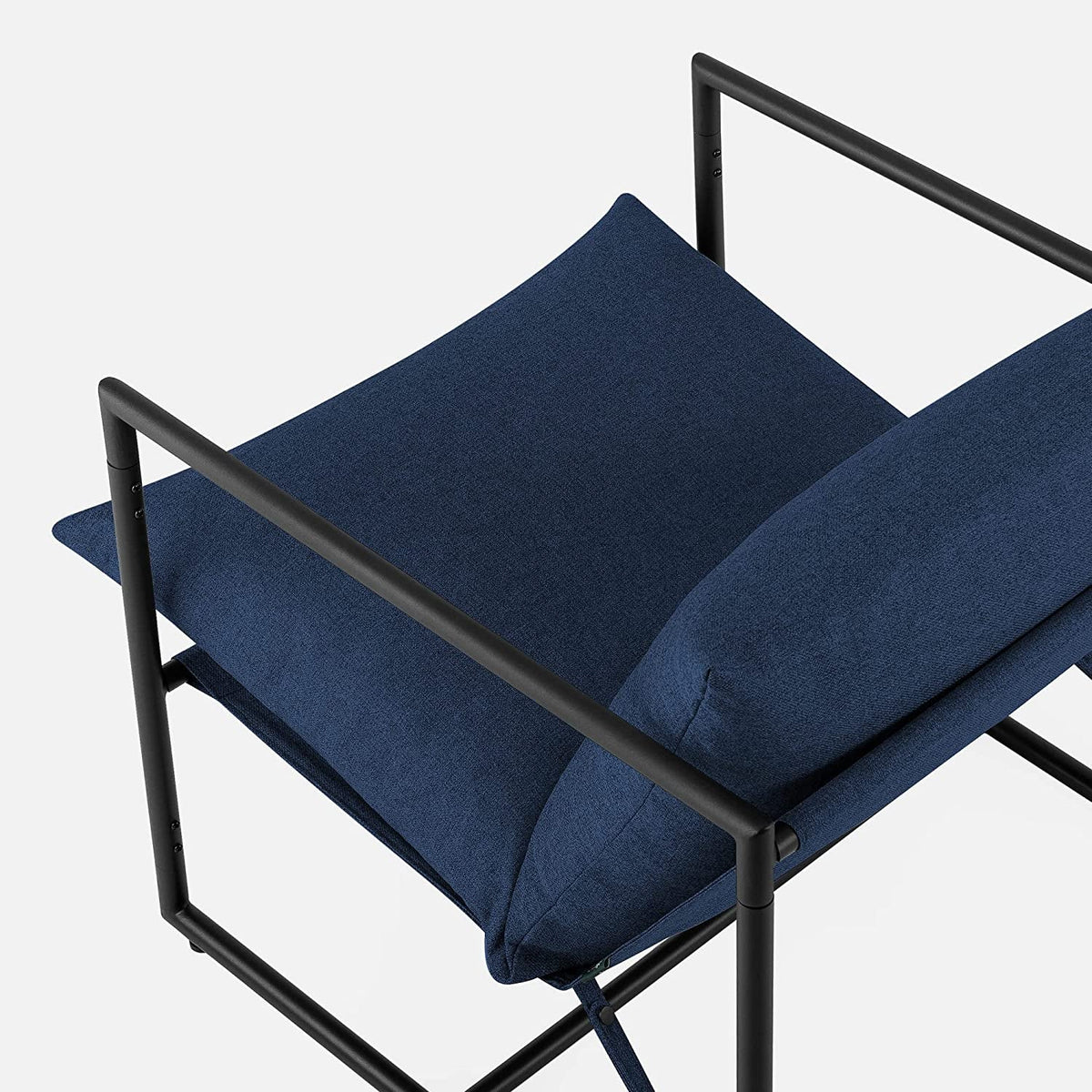 Navy Metal Armchair With Shredded Foam Cushioning Comfort
