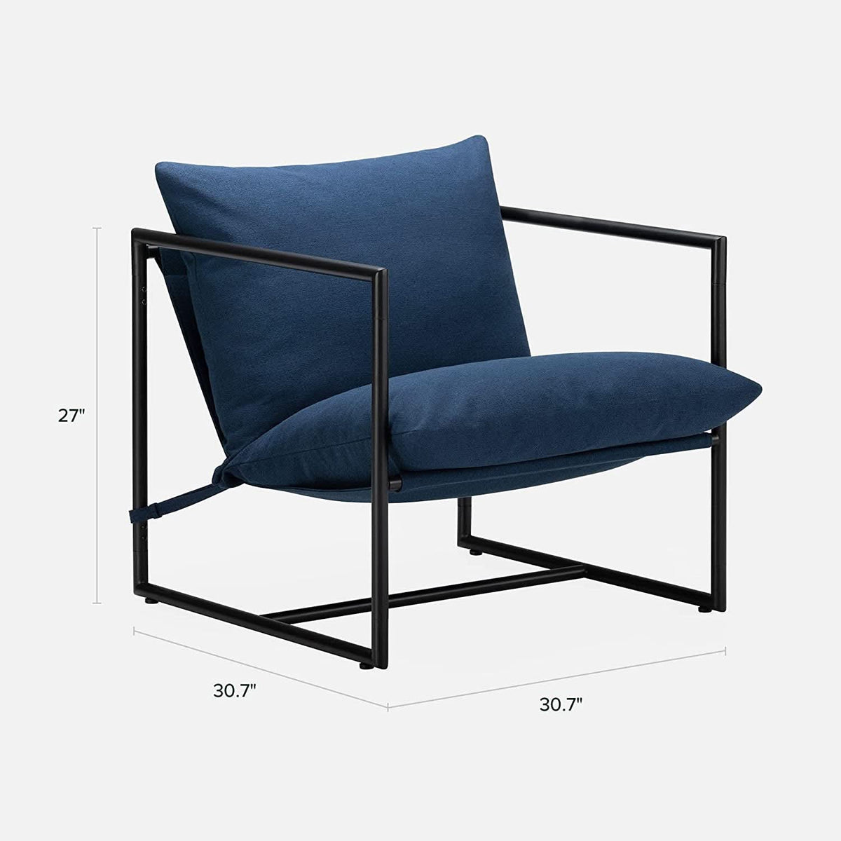 Navy Metal Armchair With Shredded Foam Cushioning Comfort