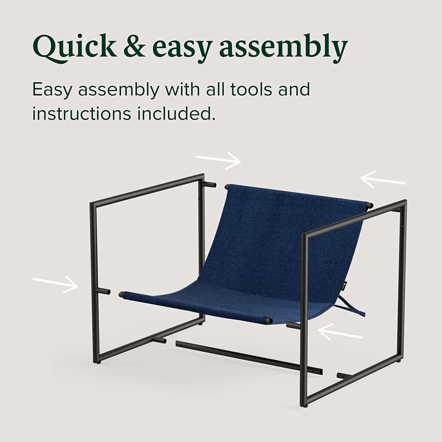 Navy Metal Armchair With Shredded Foam Cushioning Comfort