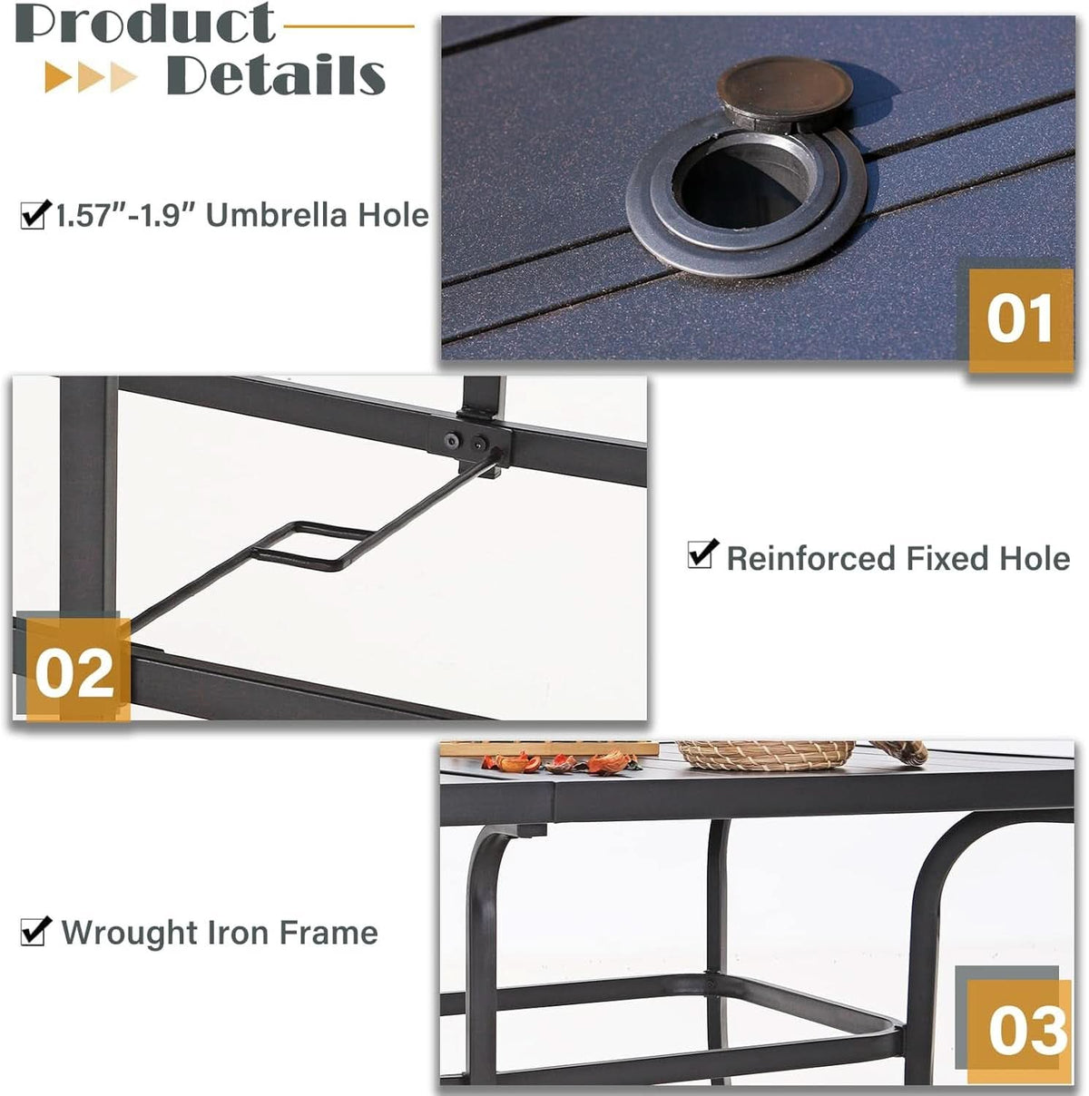 Navy Outdoor Patio Table And Chairs Set With Umbrella For 6