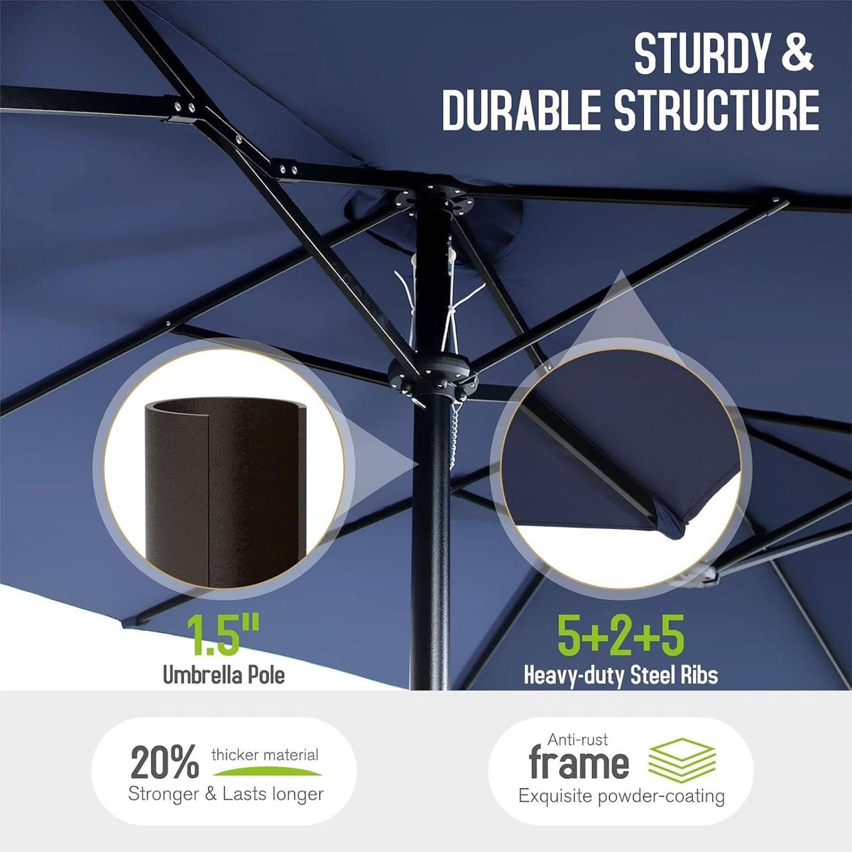Navy Outdoor Patio Table And Chairs Set With Umbrella For 6