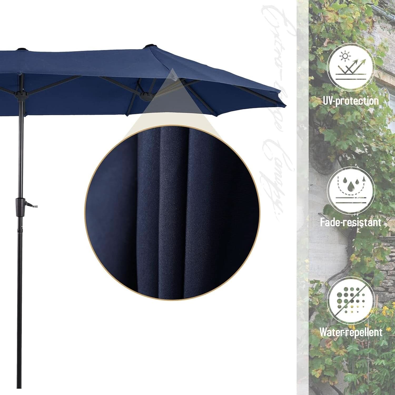 Navy Outdoor Patio Table And Chairs Set With Umbrella For 6