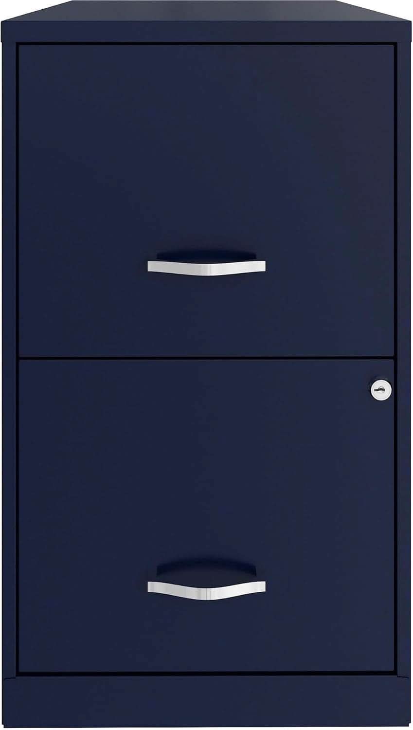 Navy Two Drawer File Cabinet With Smooth Glide Drawers, 14.2 By 18 By 24.5 Inches