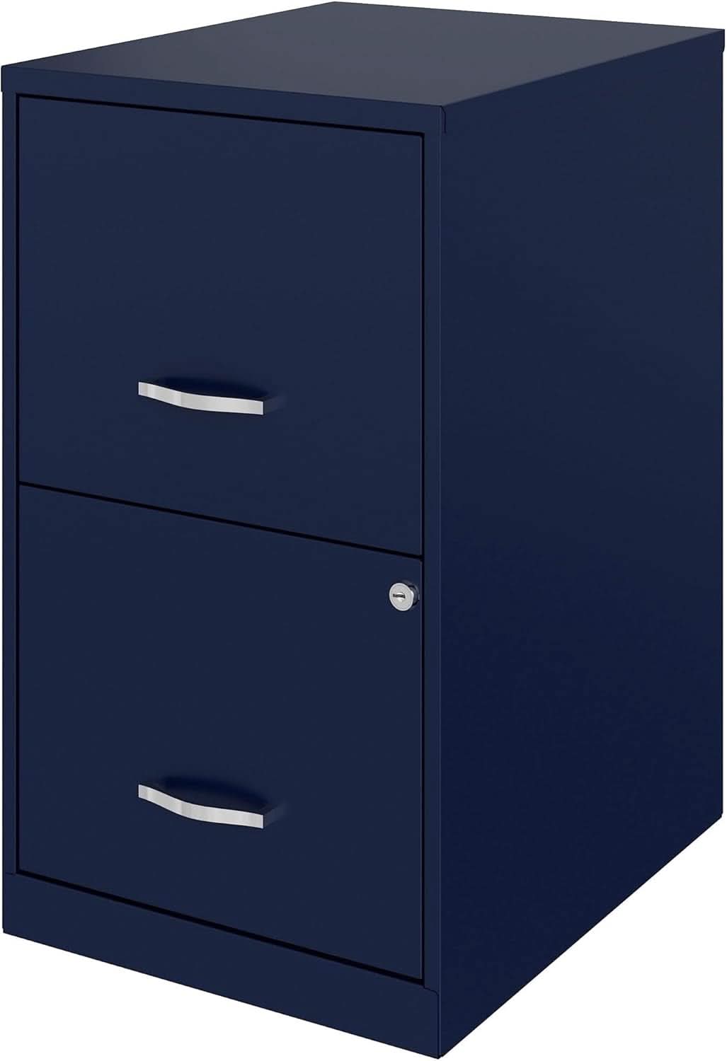Navy Two Drawer File Cabinet With Smooth Glide Drawers, 14.2 By 18 By 24.5 Inches