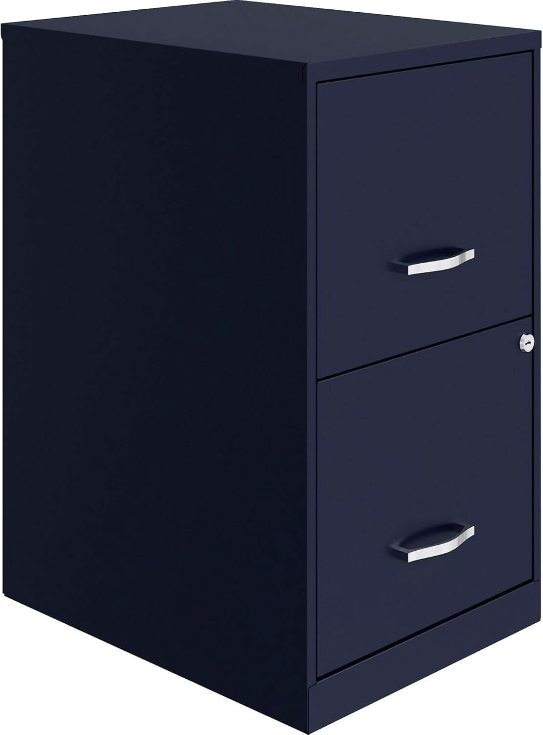 Navy Two Drawer File Cabinet With Smooth Glide Drawers, 14.2 By 18 By 24.5 Inches