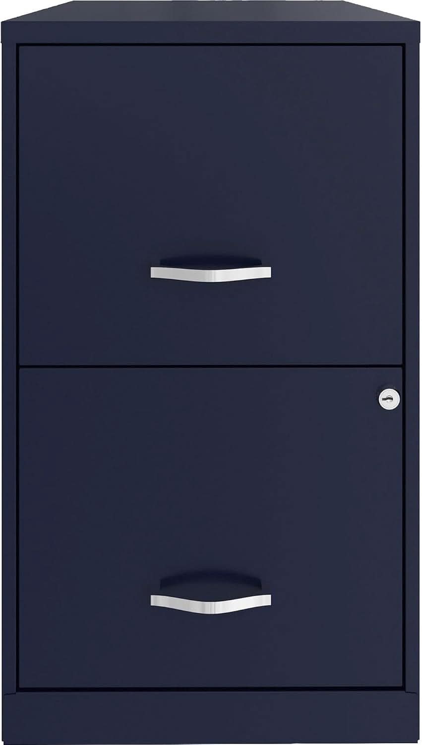 Navy Two Drawer File Cabinet With Smooth Glide Drawers, 14.2 By 18 By 24.5 Inches
