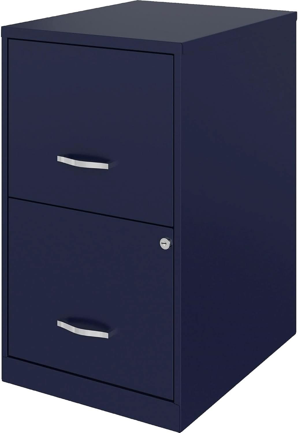 Navy Two Drawer File Cabinet With Smooth Glide Drawers, 14.2 By 18 By 24.5 Inches