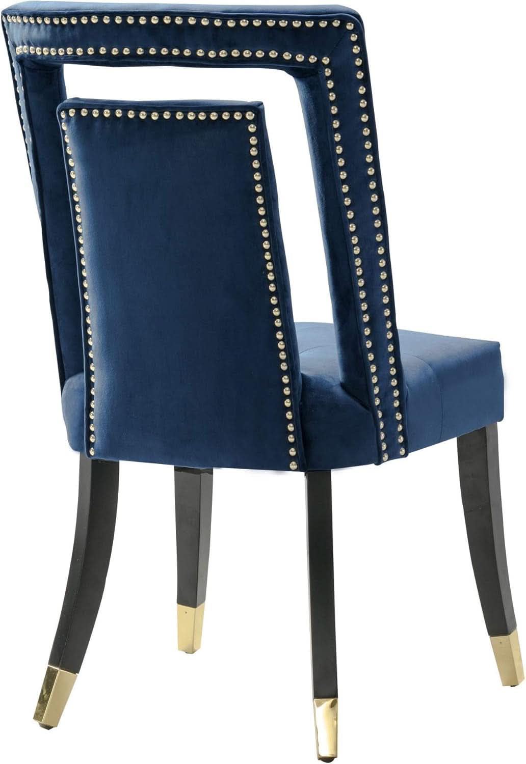 Navy Velvet Dining Side Chair Set With Nailhead Trim