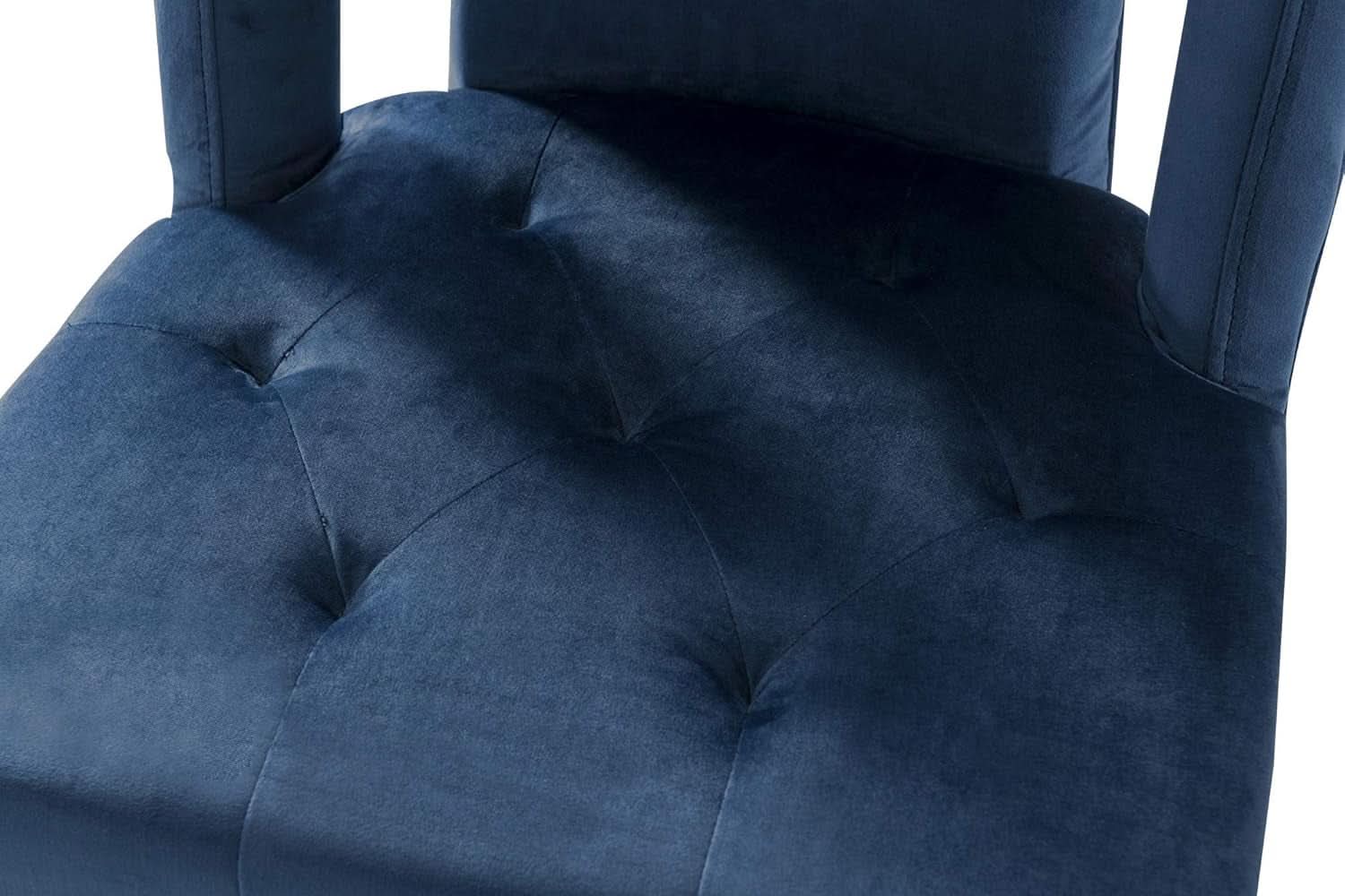 Navy Velvet Dining Side Chair Set With Nailhead Trim