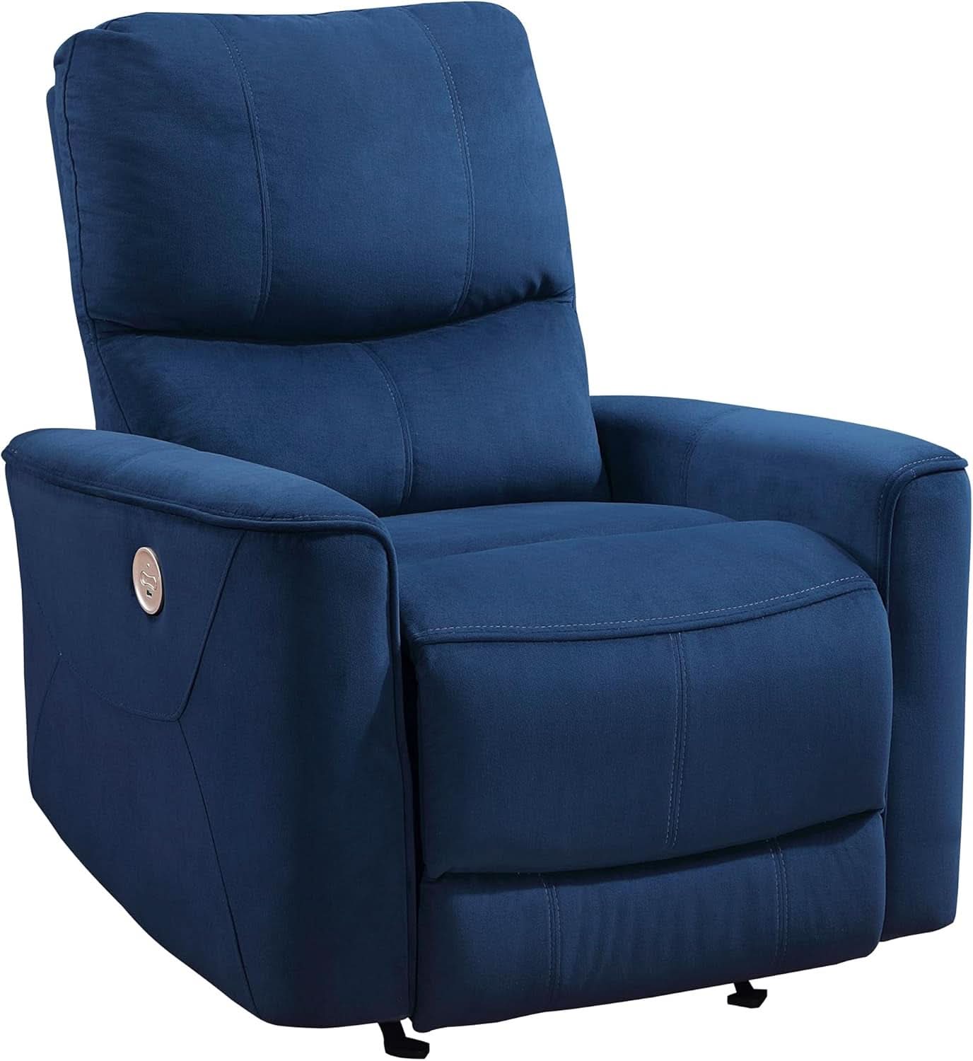 Navy Velvet Power Recliner Chair for Living Room Theater