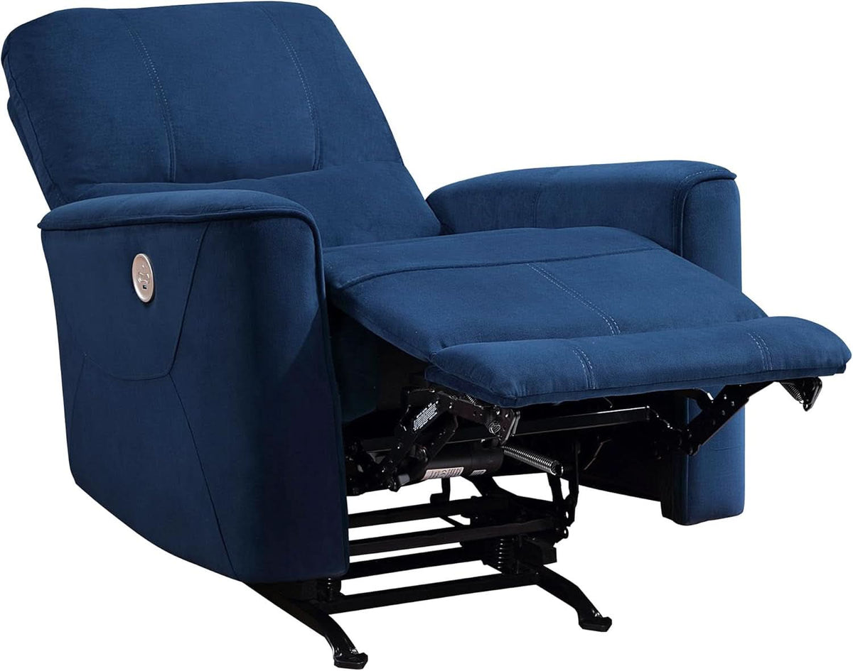 Navy Velvet Power Recliner Chair for Living Room Theater