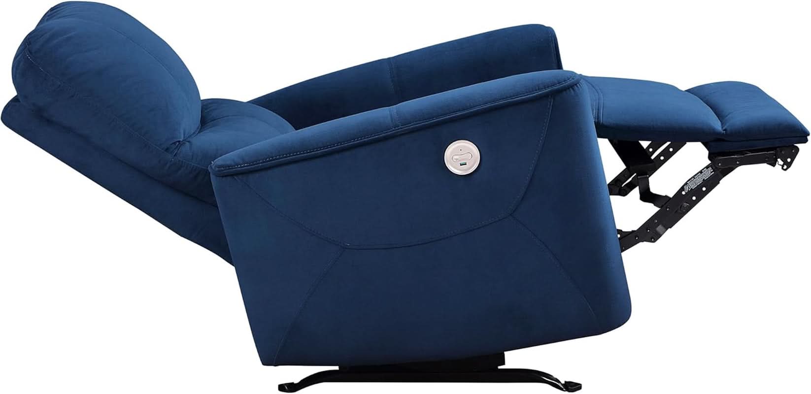 Navy Velvet Power Recliner Chair for Living Room Theater