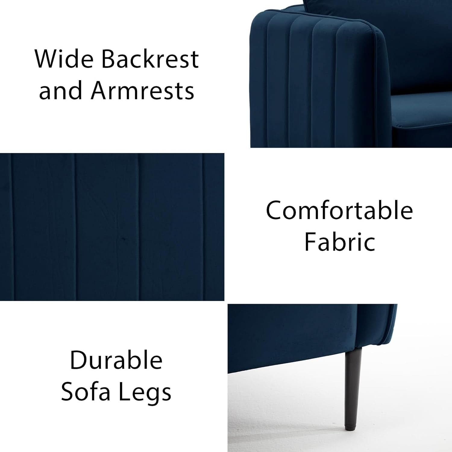 Navy Velvet Upholstered Accent Chair For Living Room
