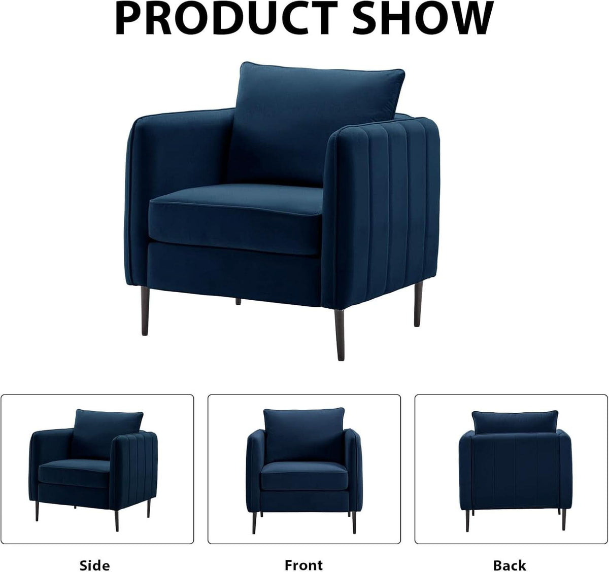 Navy Velvet Upholstered Accent Chair For Living Room