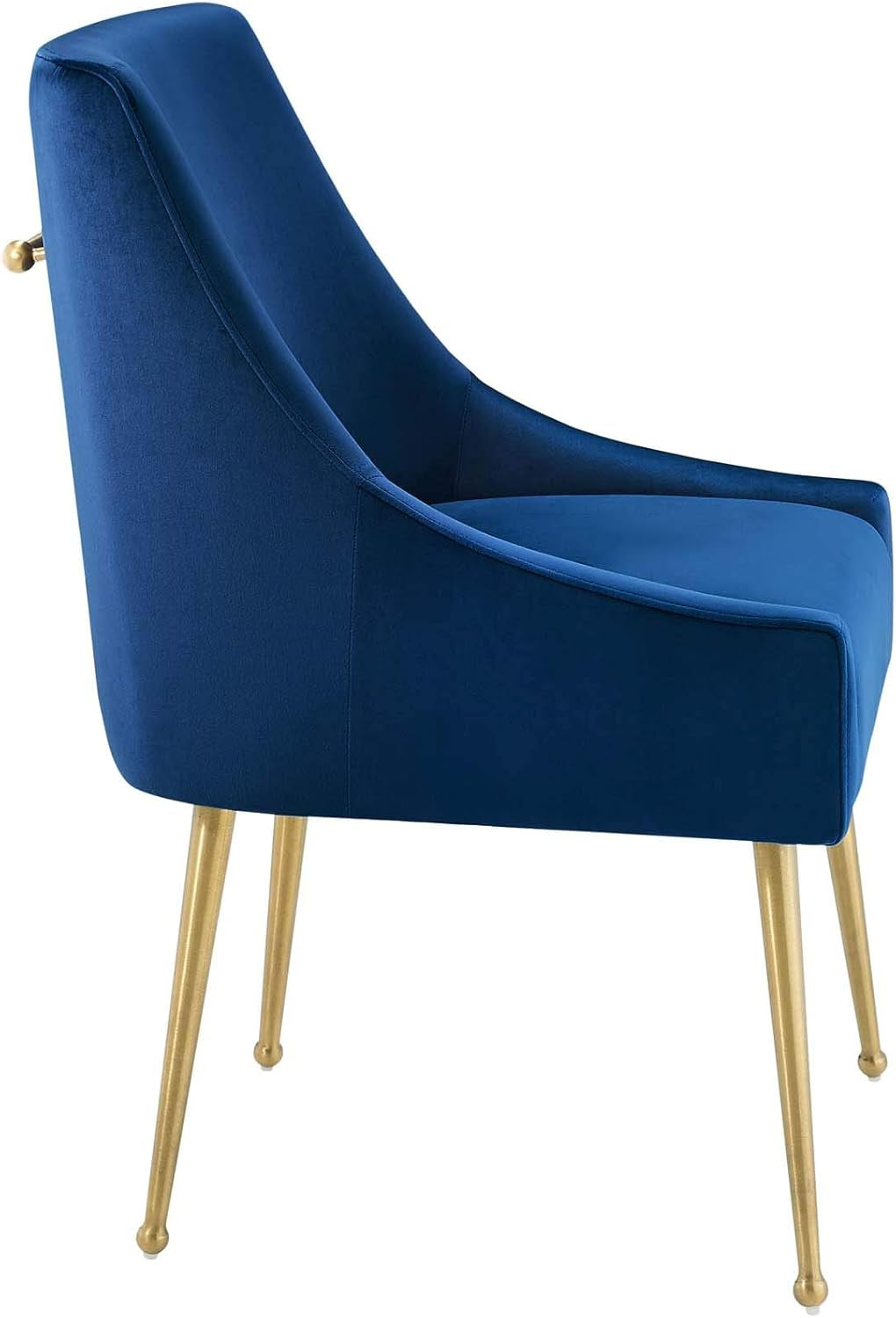 Navy Velvet Upholstered Dining Chair Retro Modern Design