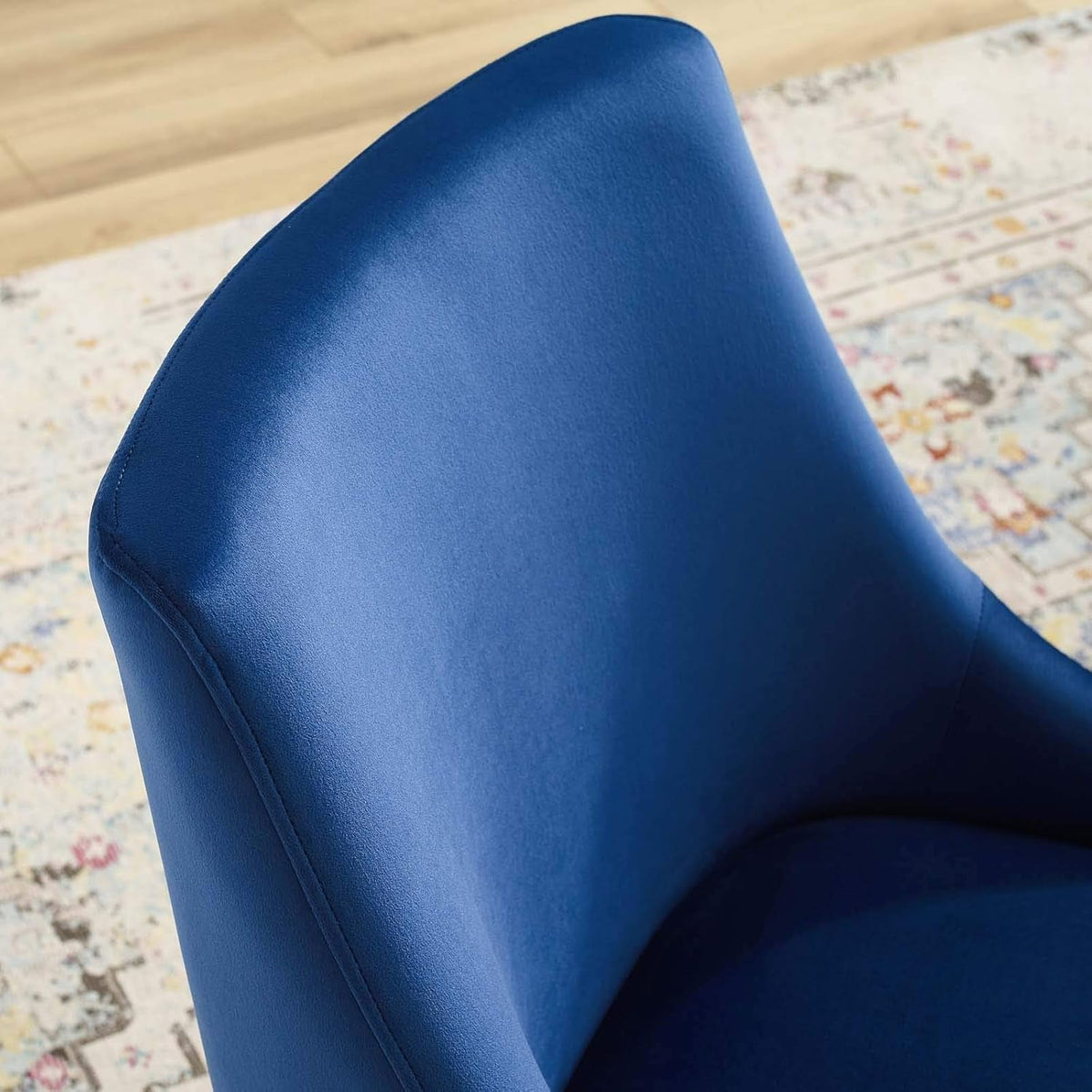 Navy Velvet Upholstered Dining Chair Retro Modern Design
