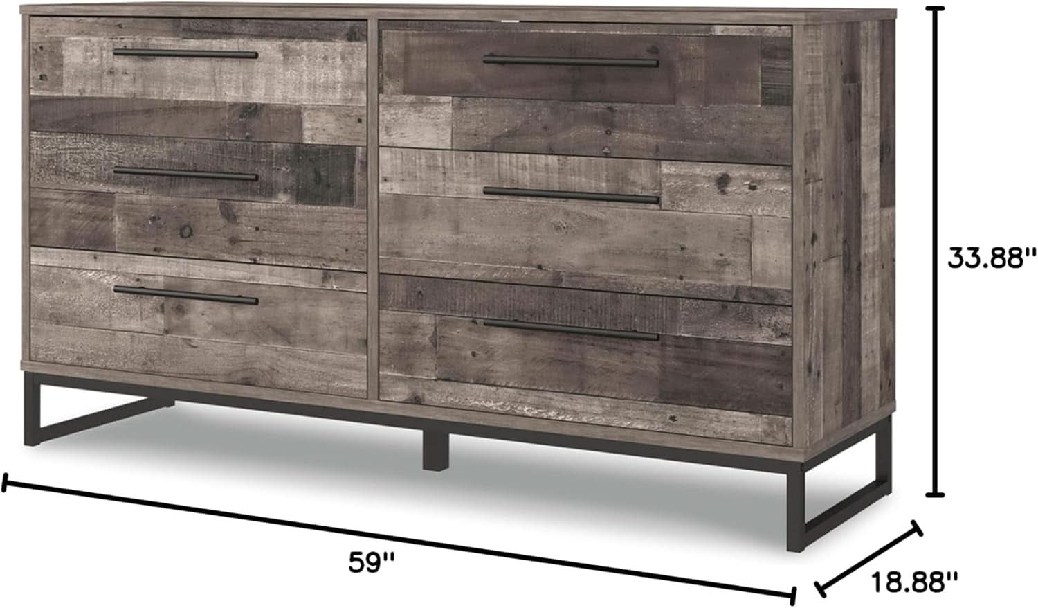 Neilsville 6 Drawer Dresser Dark Brown Engineered Wood