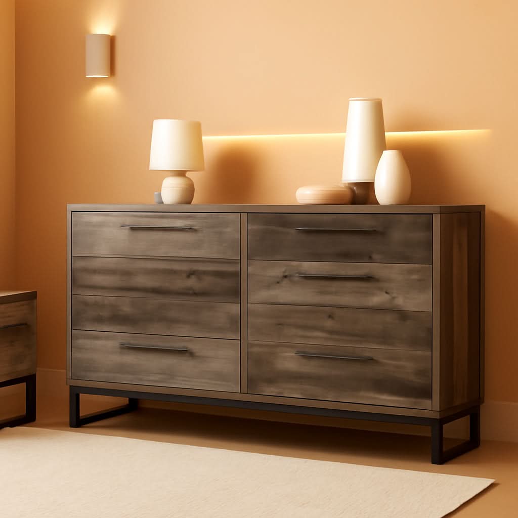 Neilsville 6 Drawer Dresser Dark Brown Engineered Wood