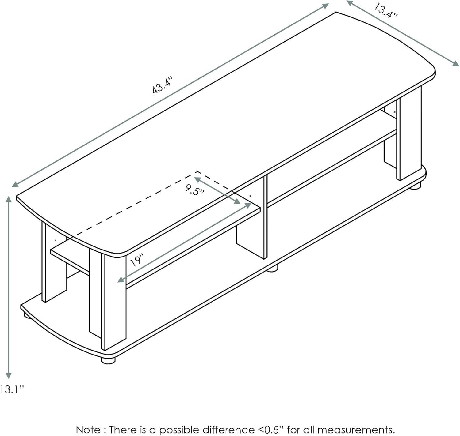 Nelly Dark Walnut Entertainment Center TV Stand 43.3W x 13.4H
