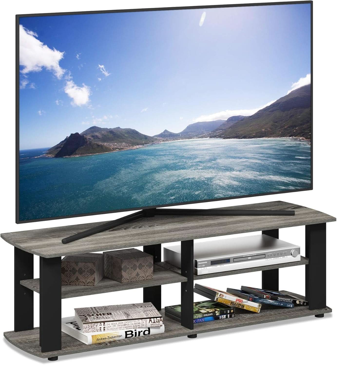 Nelly Entertainment Center TV Stand 43 Inch Wide Grey Black