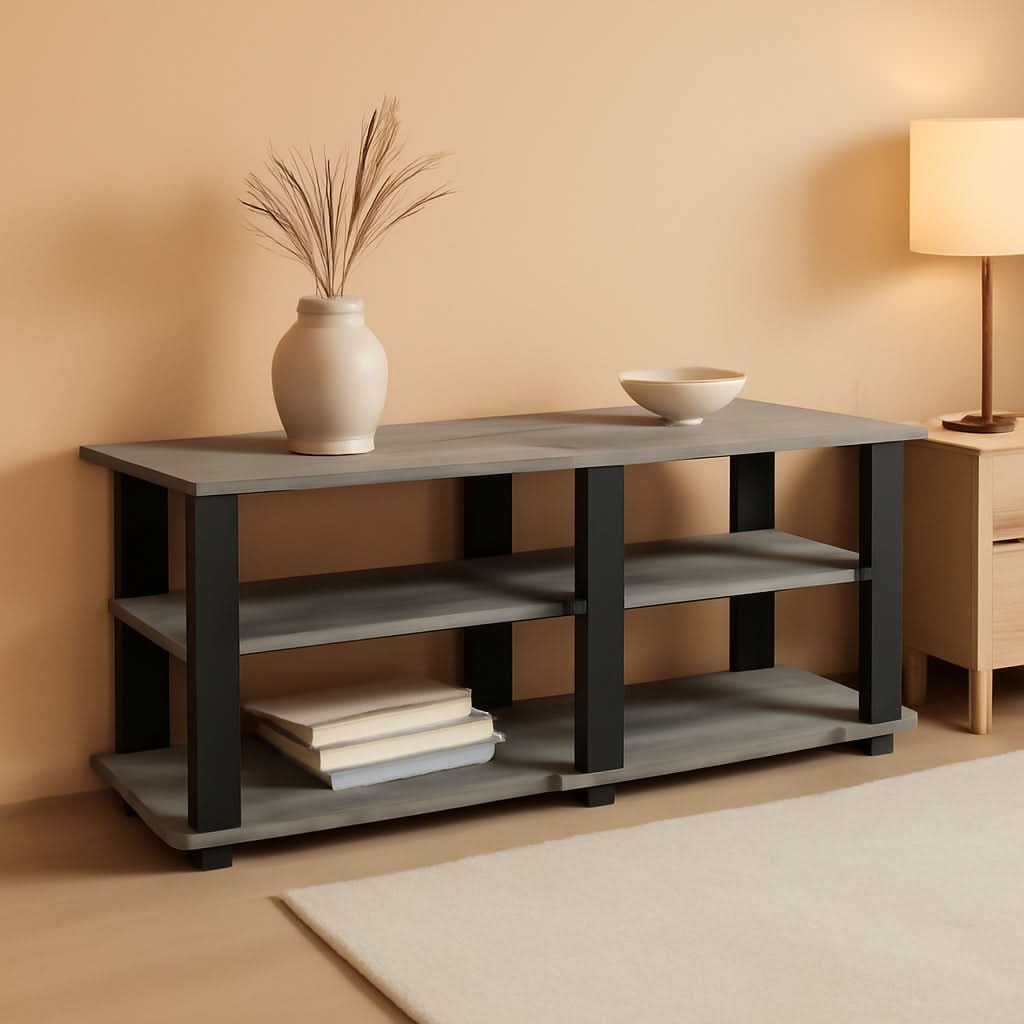 Nelly Entertainment Center TV Stand 43 Inch Wide Grey Black
