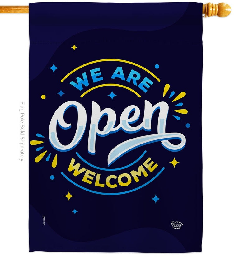 Neon Brights Welcome Open Flag