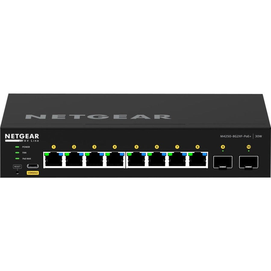 Netgear M4250 GSM4210PX - 8-Port Gigabit PoE+ AV Switch | TecISoft GSM4210PX-100NAS