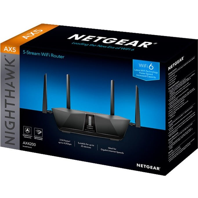 Netgear Nighthawk AX5 RAX43 Wi-Fi 6 IEEE 802.11ax Ethernet Wireless Router RAX43-100NAS