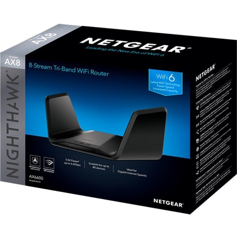 Netgear Nighthawk AX8 RAX70 Wi-Fi 6 IEEE 802.11ax Ethernet Wireless Router RAX70-100NAS