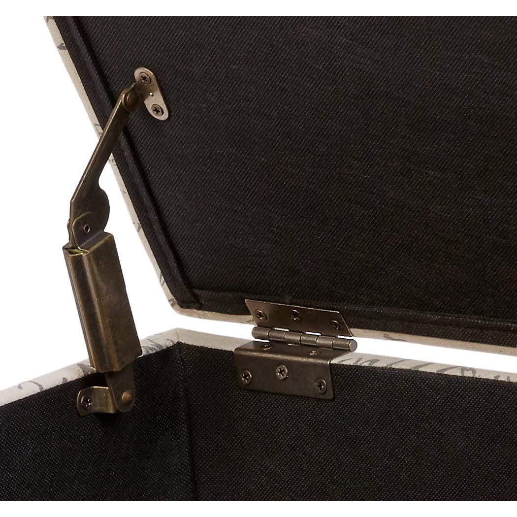 Neutral Beige Script Ottoman With Hidden Storage Square