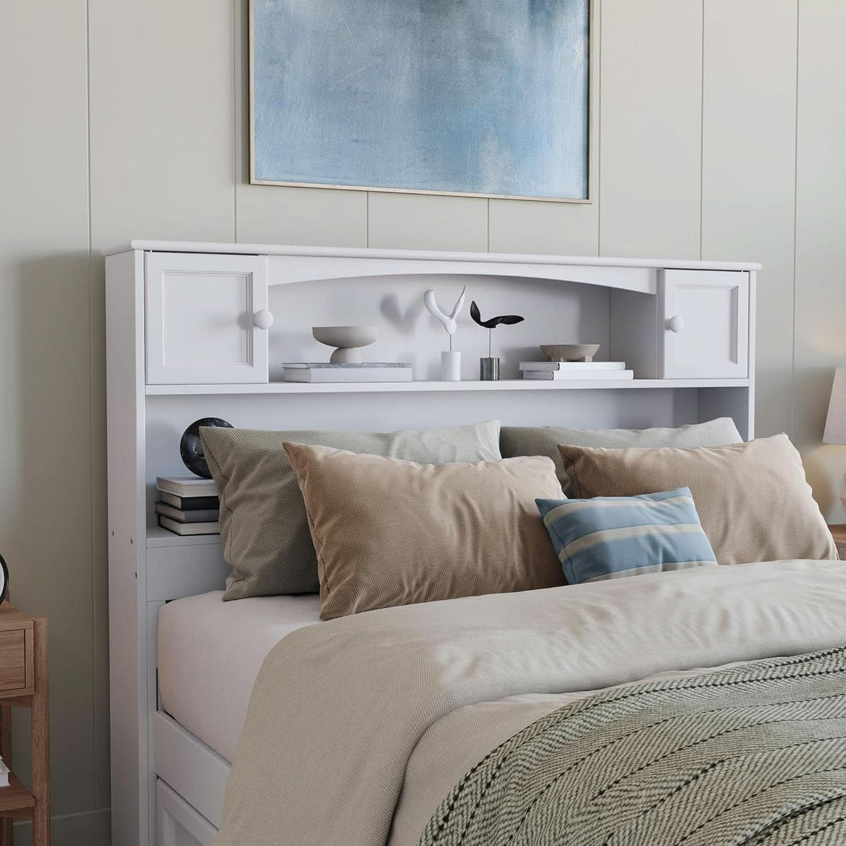 Newport Full Size Bookcase Headboard With Charger White