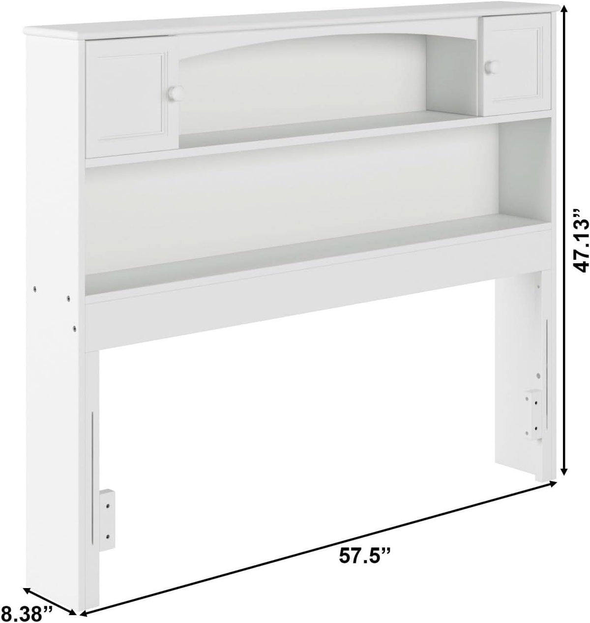 Newport Full Size Bookcase Headboard With Charger White